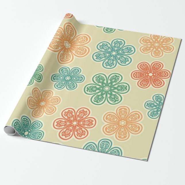 Flower pattern wrapping paper (Unrolled)