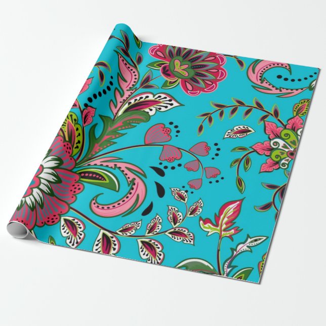 Flower pattern wrapping paper (Unrolled)