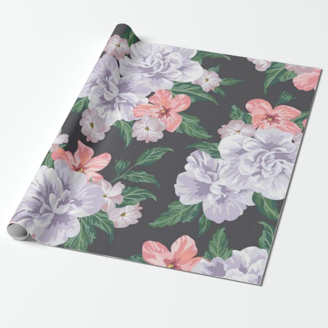 Flower pattern wrapping paper (Unrolled)
