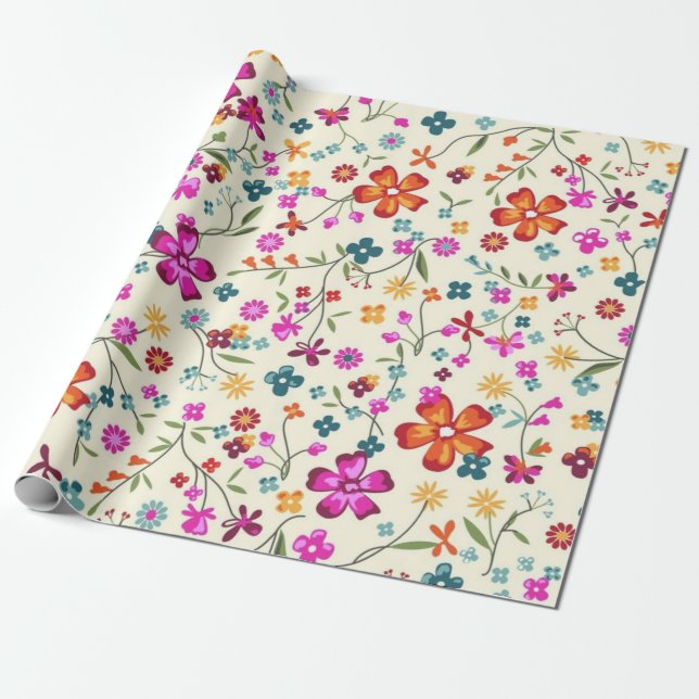 Flower pattern wrapping paper (Unrolled)