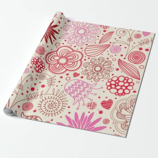Flower pattern wrapping paper (Unrolled)