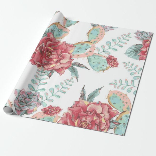 Flower pattern wrapping paper (Unrolled)
