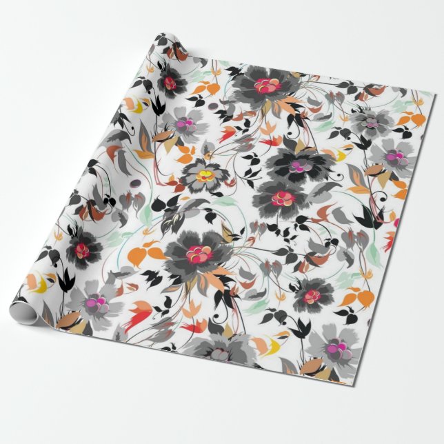 Flower pattern wrapping paper (Unrolled)