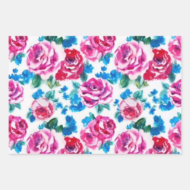 Flower pattern wrapping paper sheets (Front)