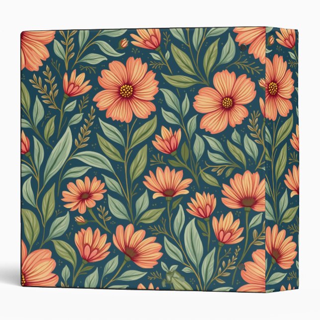 flower-patterned blinder 3 ring binder (Back/Spine)