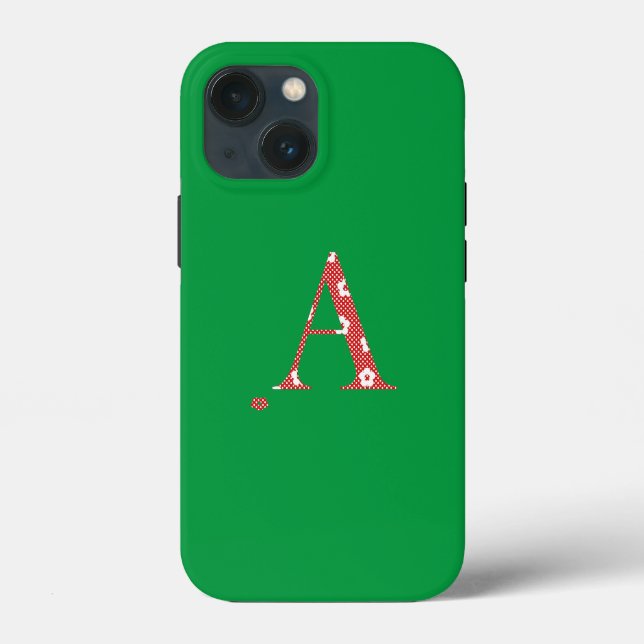 flower Patterned Letter A (red & dots) Case-Mate i iPhone Case (Back)
