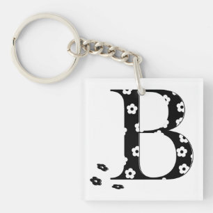 flower Patterned Letter B Keychain