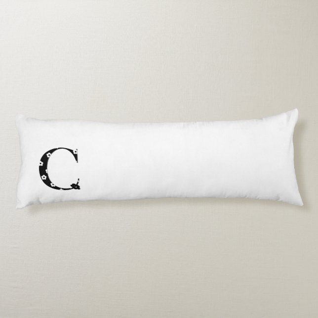 Flower Patterned Letter C Body Pillow (Back)