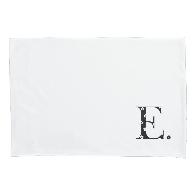 Flower Patterned Letter E Pillow Case (Front)