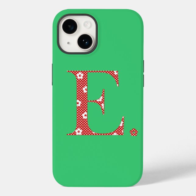 flower Patterned Letter E red & dots) Case-Mate iP Case-Mate iPhone Case (Back)
