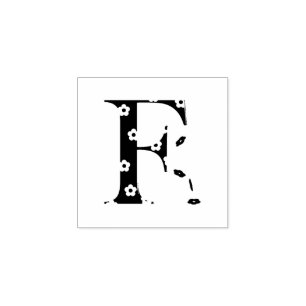 Flower Patterned Letter F Rubber Stamp