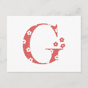 Flower Patterned Letter G (red) Postcard