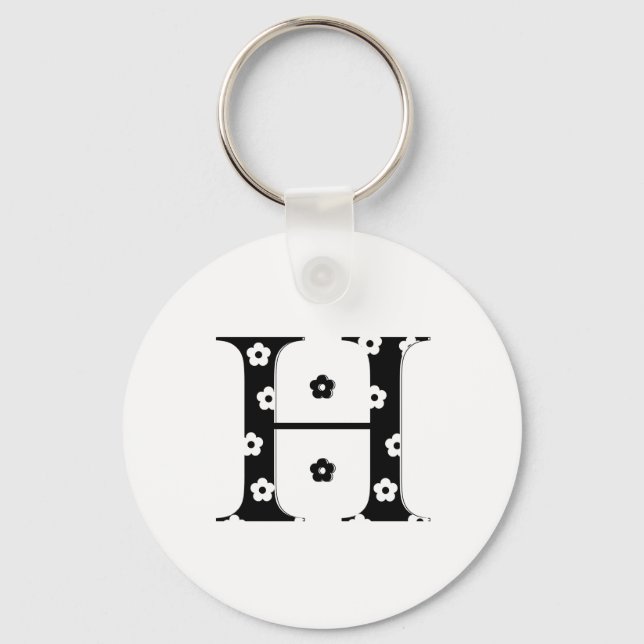 flower Patterned Letter H Keychain (Front)