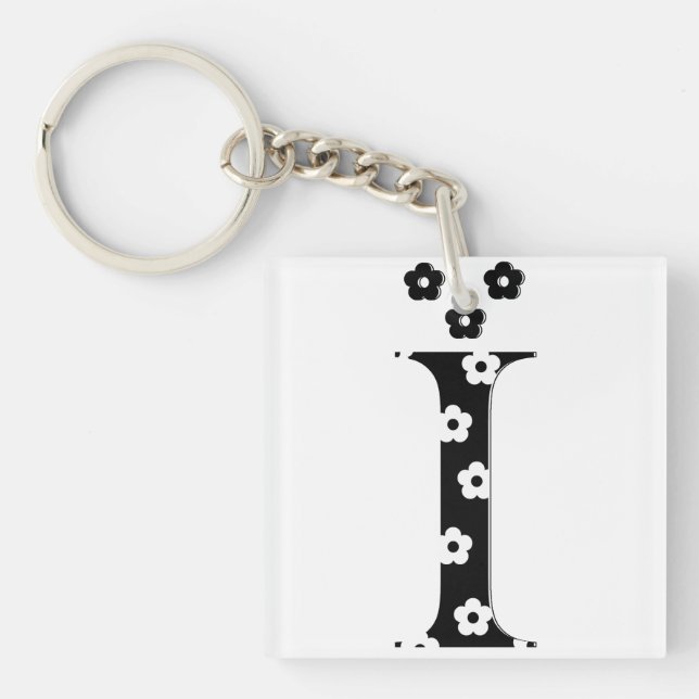 flower Patterned Letter I Keychain (Front)