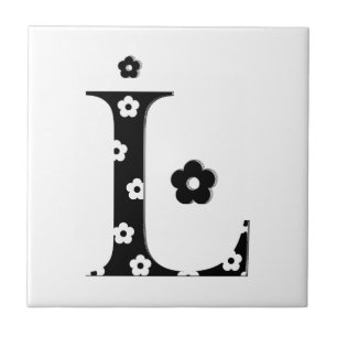 flower Patterned Letter L Tile