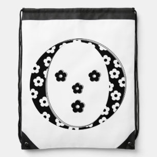 flower Patterned Letter O Drawstring Bag