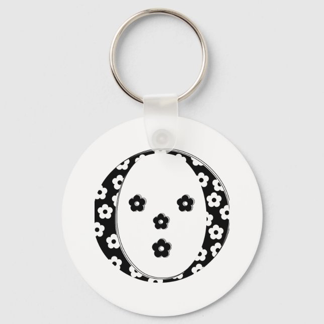 flower Patterned Letter O Keychain (Front)