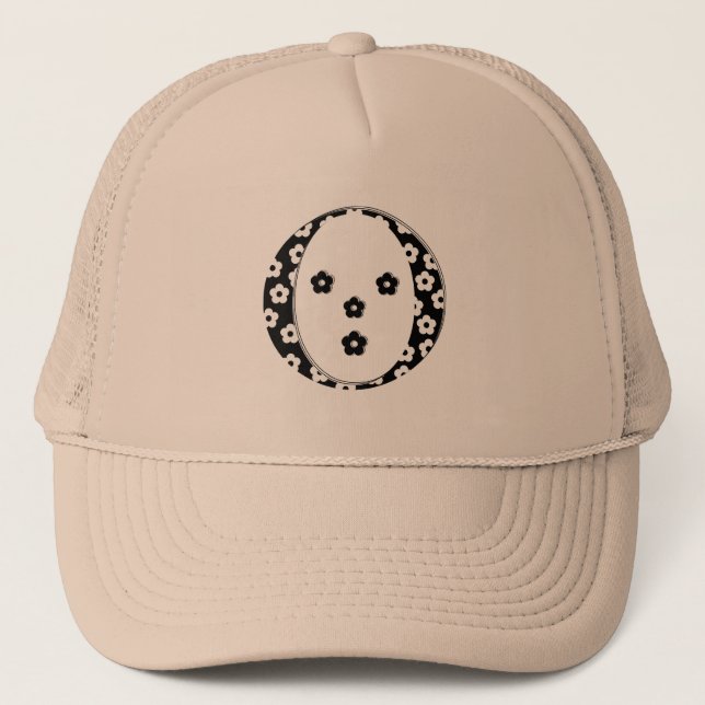 flower Patterned Letter O Trucker Hat (Front)