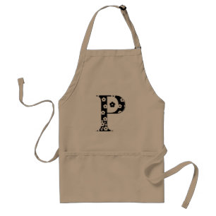 flower Patterned Letter P Adult Apron