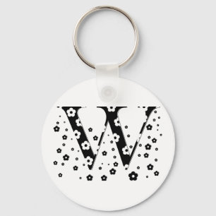 flower Patterned Letter W Keychain
