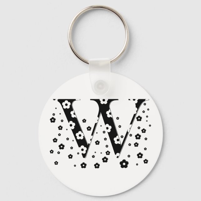 flower Patterned Letter W Keychain (Front)