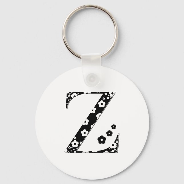 flower Patterned Letter Z Keychain (Front)
