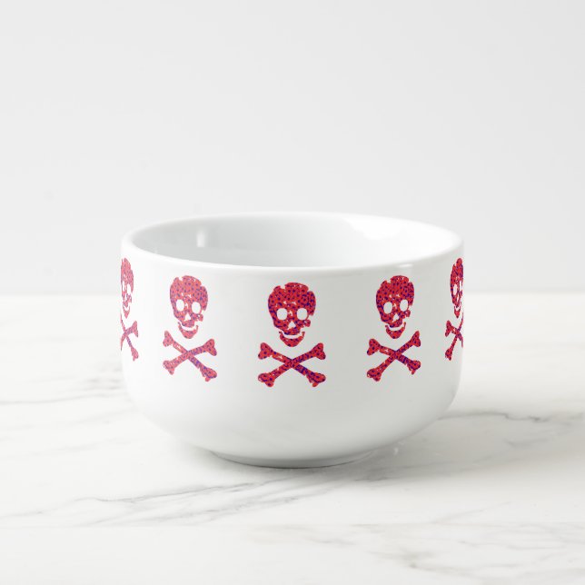 Flower Patterned Skull Soup Mug (Front)
