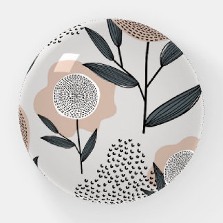Flower patterned white background paperweight