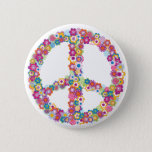 Flower Peace Sign Button at Zazzle