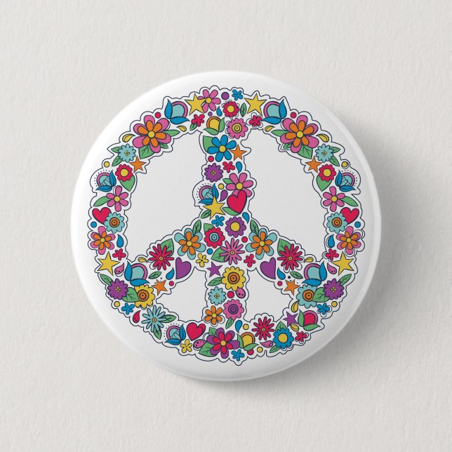 Flower Peace Sign Button (Front)