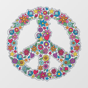 Flower Peace Sign Floor Decals