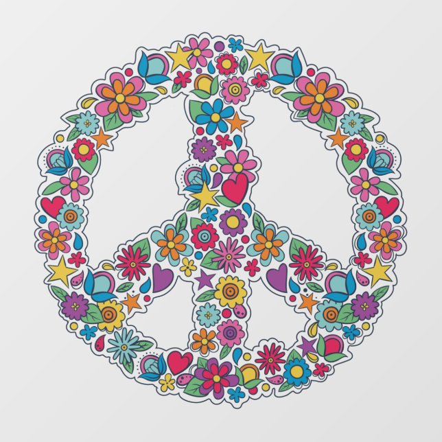Flower Peace Sign Floor Decals (Front)