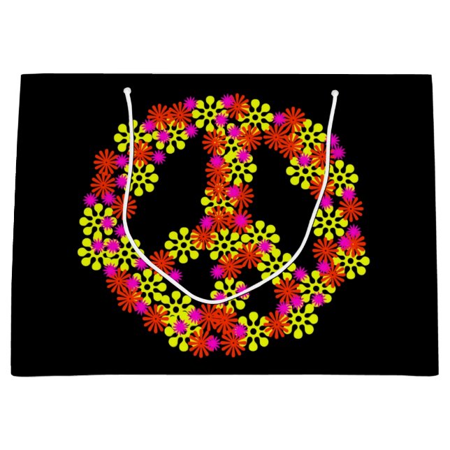 Flower Peace Sign Large Gift Bag (Front)