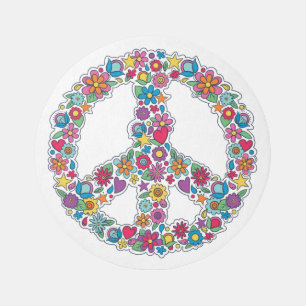 Flower Peace Sign Outdoor Rug