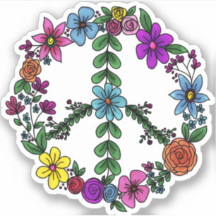 Flower Peace Sign Sticker