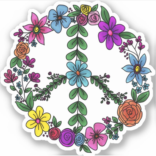 Flower Peace Sign Sticker (Front)