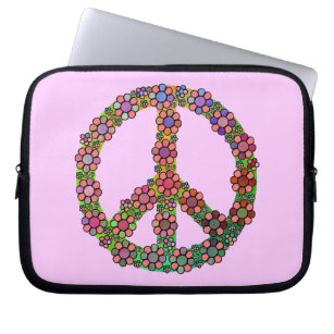 Flower Peace Sign Symbol Floral Laptop Sleeve
