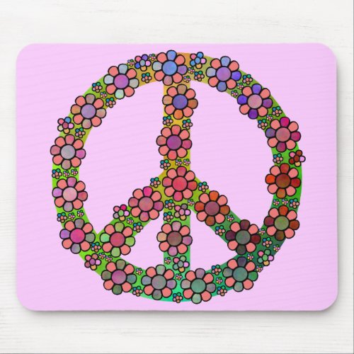 Flower Peace Sign Symbol Mouse Pad