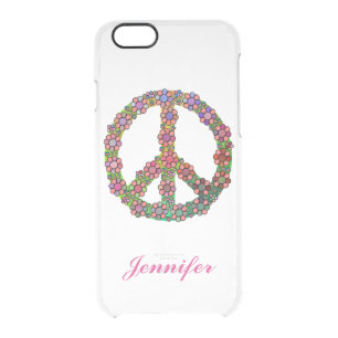Flower Peace Sign Symbol Personalized Clear iPhone 6/6S Case