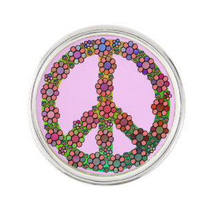 Flower Peace Sign Symbol Pin
