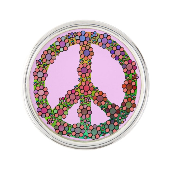 Flower Peace Sign Symbol Pin (Front)