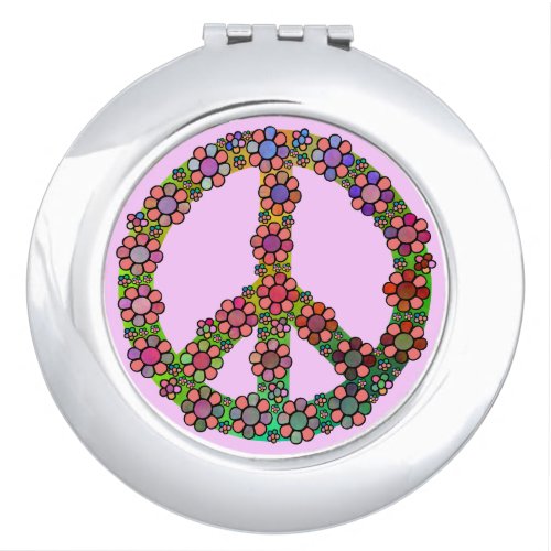 Flower Peace Sign Symbol Vanity Mirror