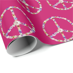 Flower Peace Sign Wrapping Paper