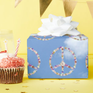 Flower Peace Signs On Sky Wrapping Paper