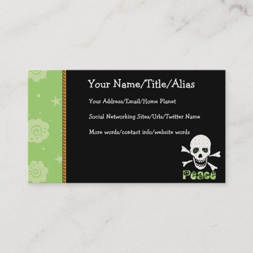 Flower Peace Skull Business Card