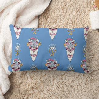 Flower & Perfume Bouquet Bundle on blue Lumbar Pillow