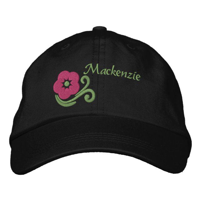 Flower Personalized Embroidered Baseball Hat (Front)