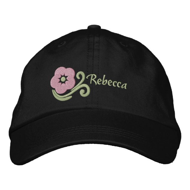 Flower Personalized Embroidered Baseball Hat (Front)