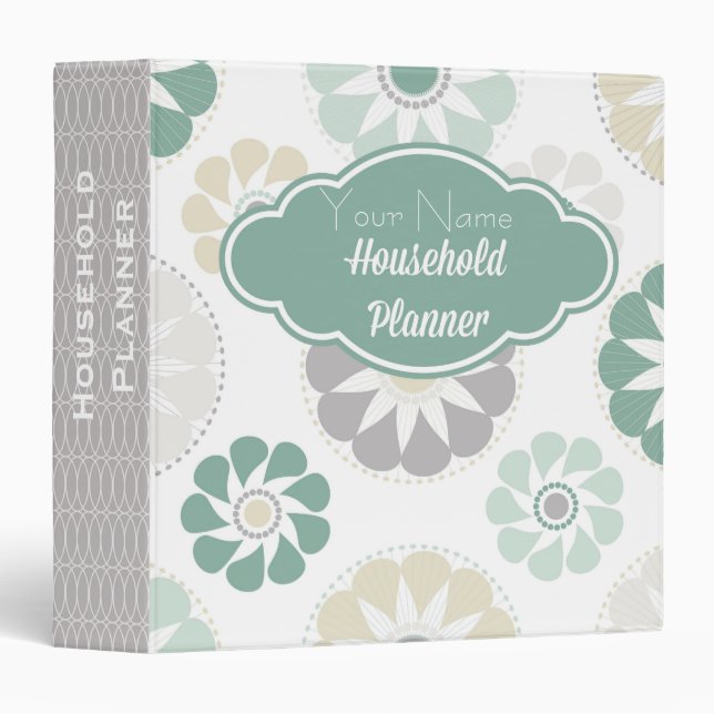 Flower Personalized Home Organization Binder (Front/Spine)