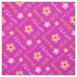 Flower personalized name melinda pink text fabric